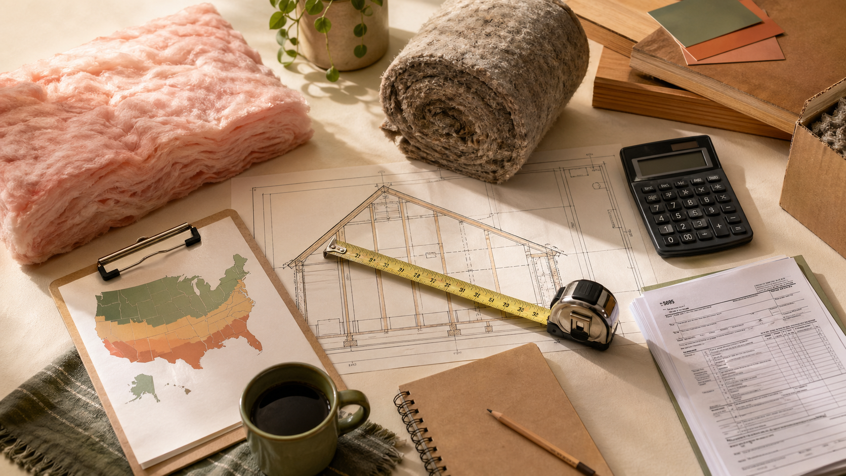 How much does attic insulation cost in the US, and what R-value do you need by climate zone?